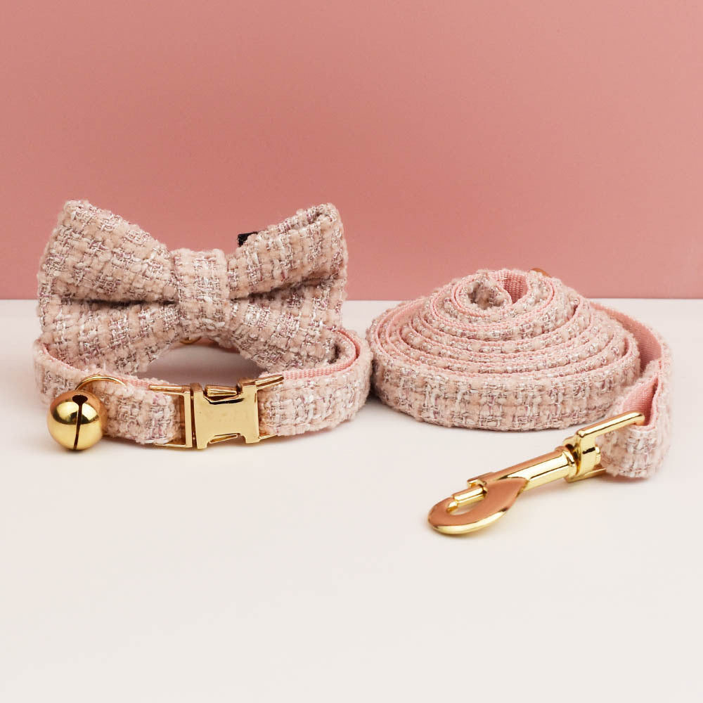 Haute Couture Series - Vintage Wool Cat Collar/Bow/Leash