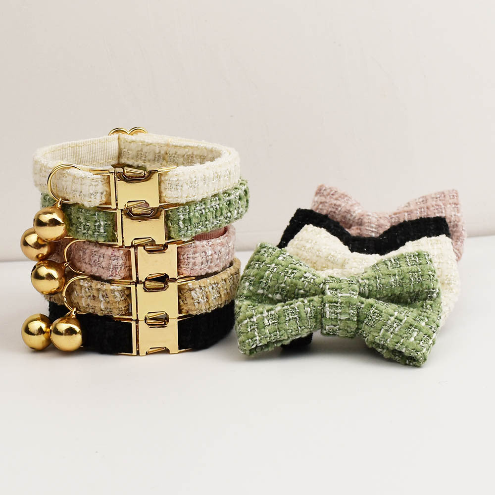 Haute Couture Series - Vintage Wool Cat Collar/Bow/Leash