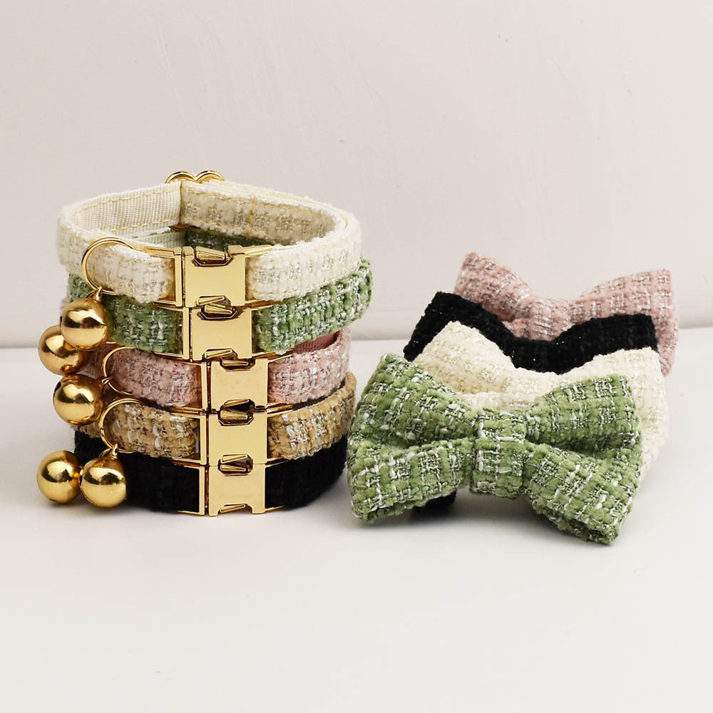 Haute Couture Series - Vintage Wool Cat Collar/Bow/Leash