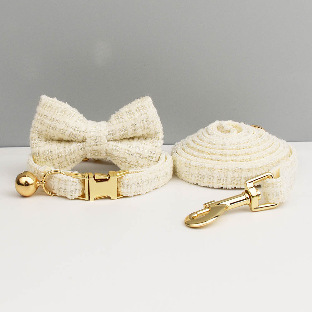 Haute Couture Series - Vintage Wool Cat Collar/Bow/Leash